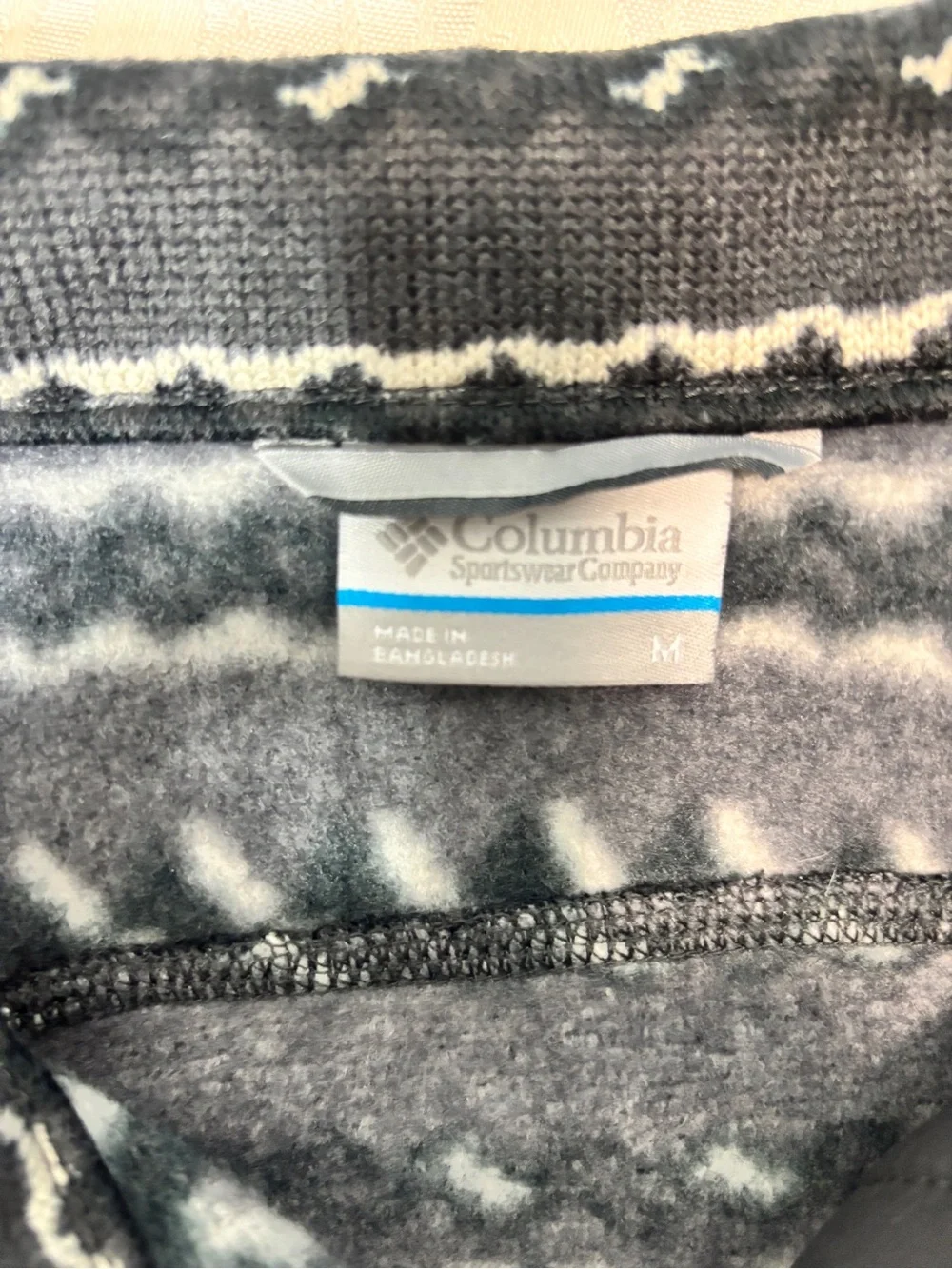 Columbia Men’s Gray and White Patterned Zip-Up Fleece Pullover